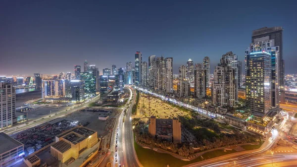 Panorama Bay Avenue Con Torres Modernas Desarrollo Residencial Business Bay —  Fotos de Stock