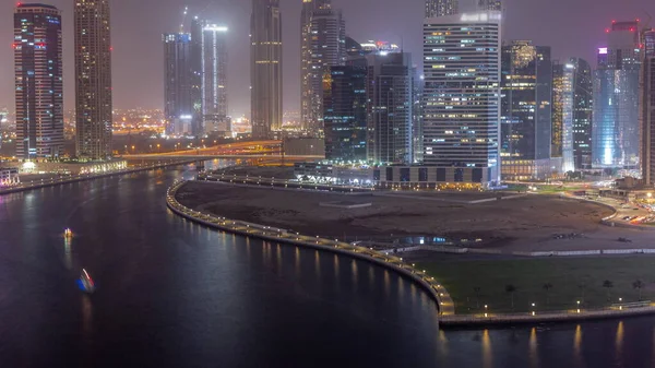 Cityscape Skyscrapers Dubai Business Bay Water Canal Aerial Day Night — Photo