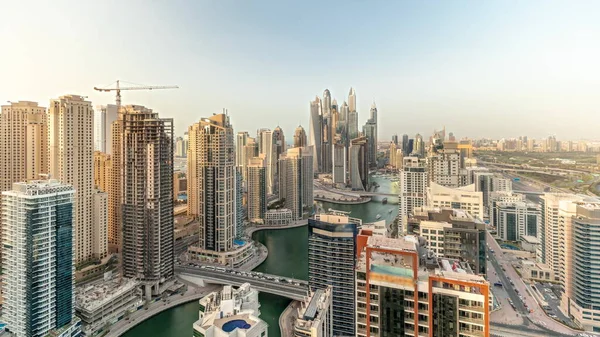 Panorama Showing Various Skyscrapers Tallest Recidential Block Dubai Marina Aerial — Stockfoto