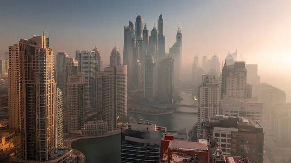 Vista Vários Arranha Céus Maior Bloco Recidencial Marina Dubai Durante — Fotografia de Stock