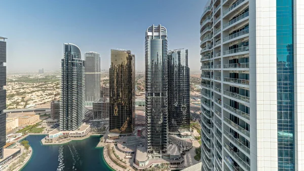 Panorama Mostrando Altos Edifícios Residenciais Jlt Distrito Aéreo Parte Dubai — Fotografia de Stock