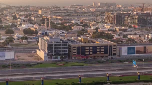 Vista Aérea Del Timelapse Del Distrito Dubai City Walk Nueva — Vídeos de Stock