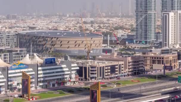 Vista Aérea Distrito Dubai City Walk Timelapse Del Sitio Construcción — Vídeos de Stock