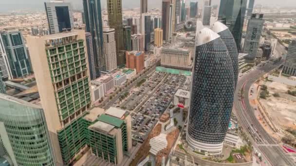 Skyline Vista Dei Grattacieli Sheikh Zayed Road Dubai Timelapse Aerea — Video Stock
