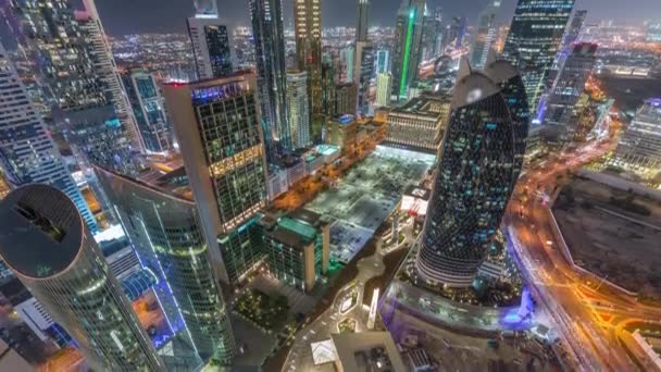 Skyline Shlíží Dolů Výškové Budovy Sheikh Zayed Road Dubaji Parkování — Stock video