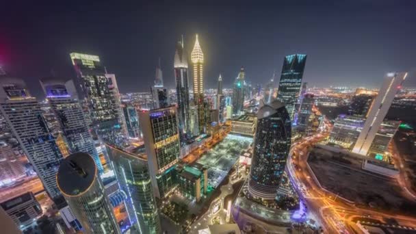 Skyline Patrząc Dół Panoramiczny Widok Wieżowce Sheikh Zayed Road Dubai — Wideo stockowe