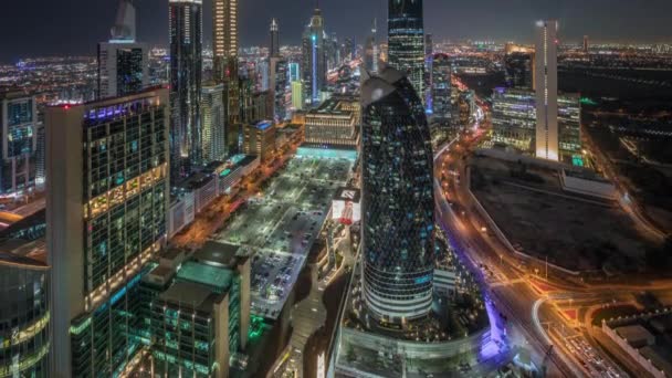 아랍에미리트의 세이크 자이드 Sheikh Zaded Road 건물의 스카이라인 파노라마 Skyline — 비디오