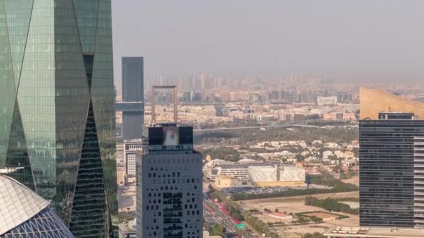 Bur Dubai Deira Distritos Timelapse Aérea Visto Desde Distrito Financiero — Vídeos de Stock