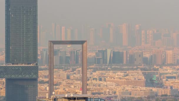 Bur Dubai Och Deira Distrikt Antenn Timelapse Sett Från Finansdistriktet — Stockvideo