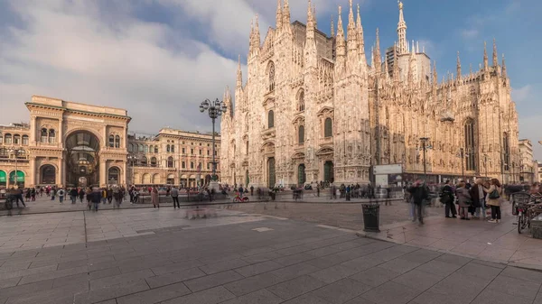 Panorama Showing Milan Cathedral Historic Buildings Timelapse Duomo Milano Cathedral — Fotografia de Stock