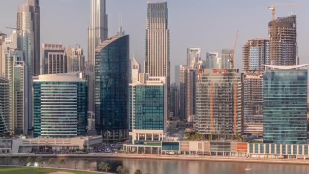 Widok Lotu Ptaka Dubai Business Bay Downtown Różnymi Drapaczami Chmur — Wideo stockowe