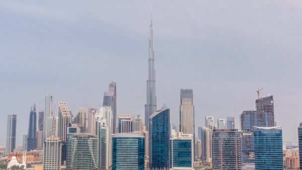 Vista Aérea Para Dubai Business Bay Downtown Com Vários Arranha — Vídeo de Stock