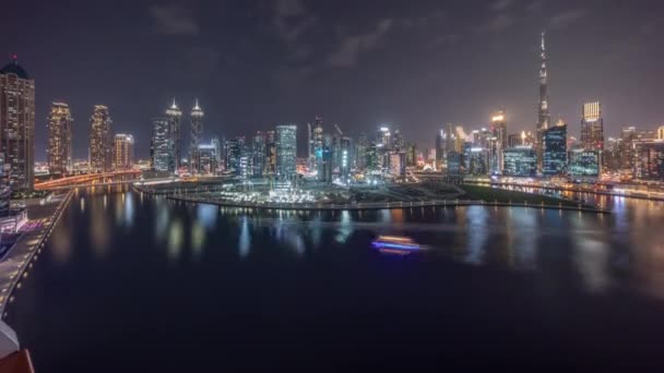 Εναέρια Πανοραμική Θέα Στο Ντουμπάι Business Bay Και Downtown Τους — Αρχείο Βίντεο