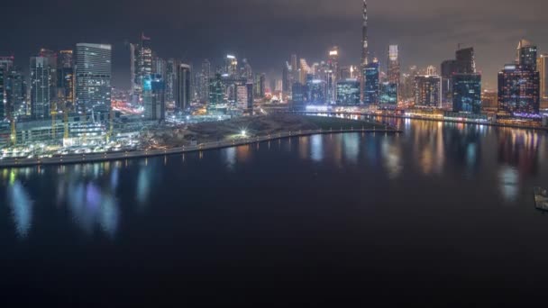 Vista Aérea Dubai Business Bay Centro Ciudad Con Los Diversos — Vídeo de stock