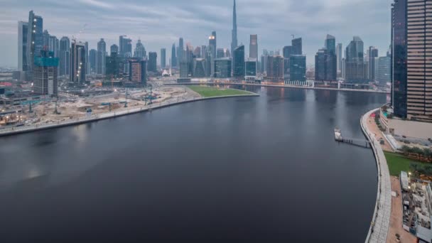 Menara Panorama Udara Dubai Business Bay Dan Downtown Dengan Berbagai — Stok Video