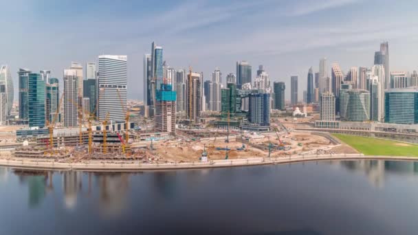Panorama Cityscape Dengan Pencakar Langit Dari Dubai Business Bay Dan — Stok Video