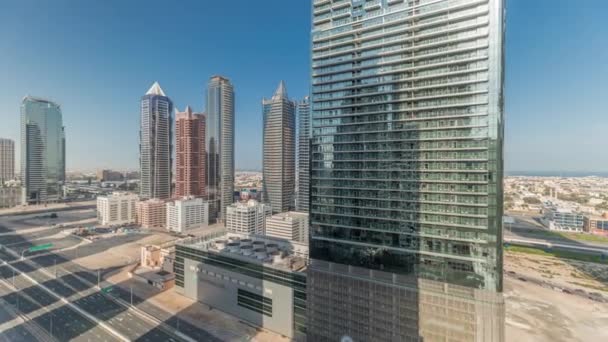 Panorama Prezintă Cartierul Golfului Afaceri Orizontul Central Perioadă Arhitectură Modernă — Videoclip de stoc