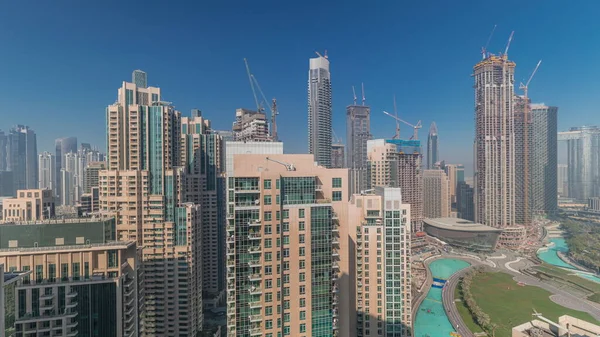 Панорама Центра Дубая Воздуху Городской Горизонт Современными Небоскребами Башнями Строительной — стоковое фото