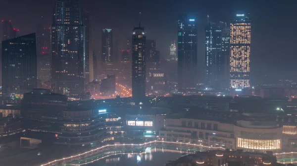 Letecký Pohled Dubaj Mezinárodní Finanční Centrum Difc Okres Celou Noc — Stock fotografie