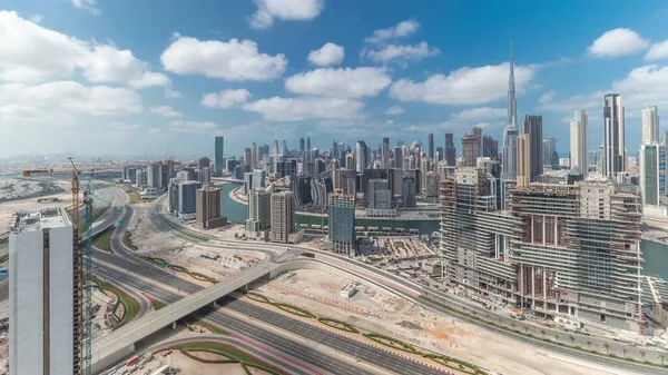 Панорама Показує Краєвид Району Дубая Діловою Бухтою Вид Повітря Багато — стокове фото