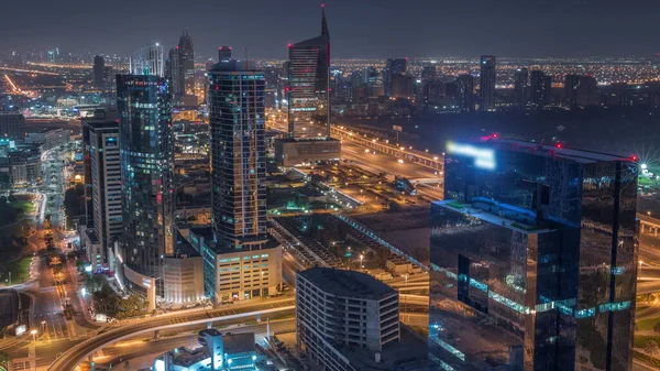 Légi Kilátás Média Város Barsha Magaslatok Kerület Egész Éjjel Dubai — Stock Fotó
