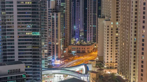 Panoramica Jbr Dubai Marina Skyline Con Grattacieli Moderni Grattacieli Lungomare — Foto Stock