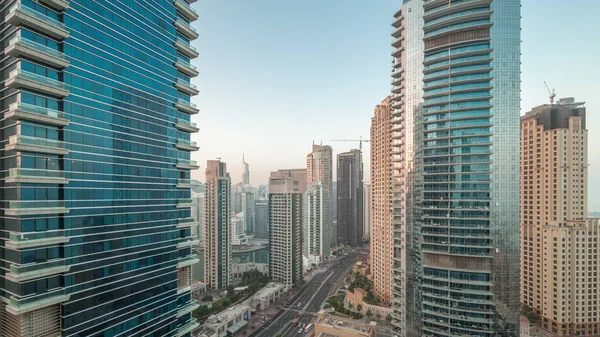 View Dubai Marina Jbr Area Traffic Street Aerial Night Day — Stock fotografie