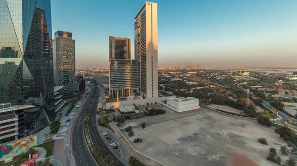 Panorama Mostrando Aérea Distrito Financeiro Internacional Dubai Vista Negócios Torres — Fotografia de Stock