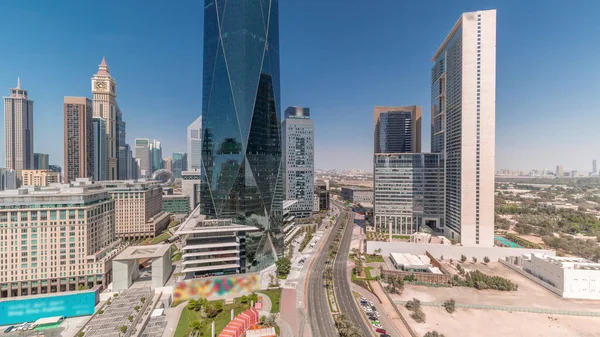 Ντουμπάι International Financial District Εναέρια Όλη Την Ημέρα Πανοραμική Άποψη — Φωτογραφία Αρχείου