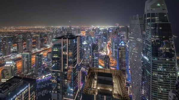 Panorama Visar Jbr Distriktet Och Dubai Marina Med Jlt Trafik — Stockfoto