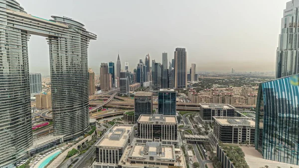 Pnorama Montrant Futuriste Dubai Downtown Quartier Financier Skyline Aerial Beaucoup — Photo