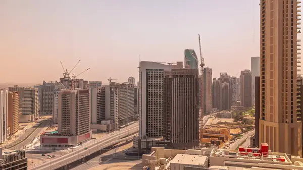 Dubai Deki Business Bay Deki Gökdelenler Tüm Gün Boyunca Gölgeler — Stok fotoğraf