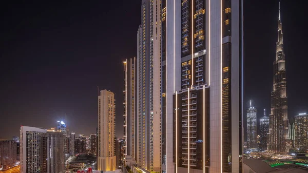 Nejvyšší Mrakodrapy Centru Dubaje Obchodní Záliv Nachází Bouleward Street Blízkosti — Stock fotografie