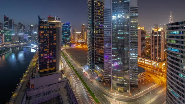 Stadtbild Von Wolkenkratzern Dubai Business Bay Und Downtown Mit Wasserkanal — Stockfoto