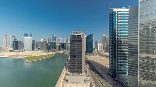 Panoráma Mutatja Városkép Felhőkarcolók Dubai Business Bay Vízcsatorna Antenna Modern — Stock Fotó