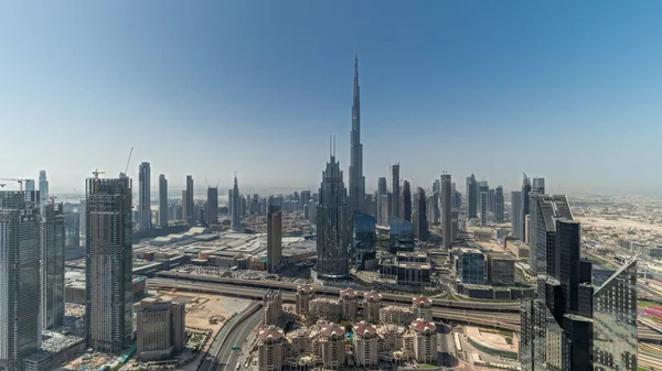 Panorama Met Uitzicht Vanuit Lucht Hoogste Torens Dubai Downtown Skyline — Stockfoto