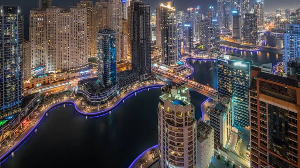 Blick Auf Verschiedene Wolkenkratzer Höchsten Wohnblock Dubai Marina Und Jbr — Stockfoto