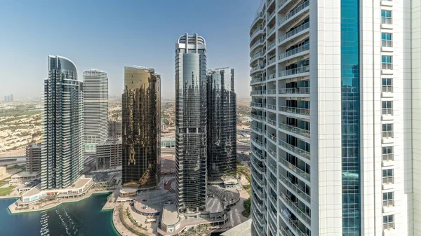 Panorama Showing Tall Residential Buildings Jlt District Aerial Part Dubai — Stock Photo, Image