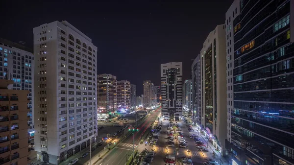 Edifícios Residenciais Arquitetura Moderna Cidade Abu Dhabi Cronometragem Aérea Durante — Fotografia de Stock