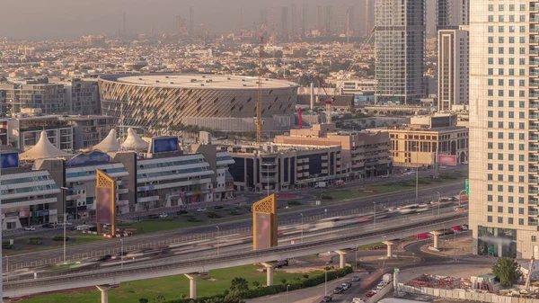 Vista Aérea Del Timelapse Del Distrito Dubai City Walk Nueva — Foto de Stock