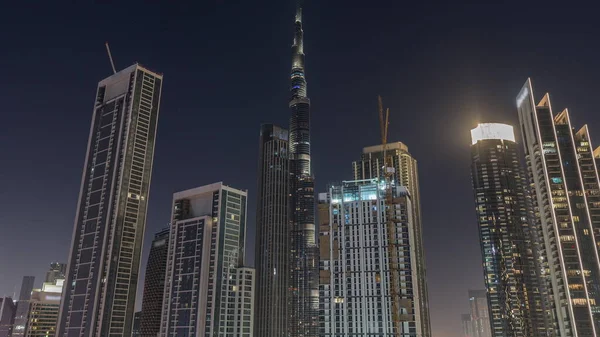 Vue Aérienne Vers Haut Dubai Downtown Skyline Avec Nombreuses Tours — Photo