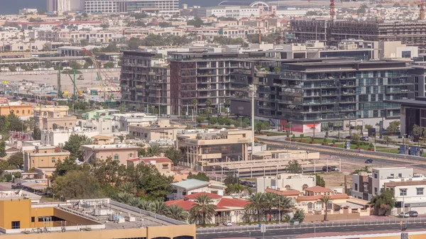 Aerial View Dubai City Walk District Timelapse New Modern Part — Stock Photo, Image