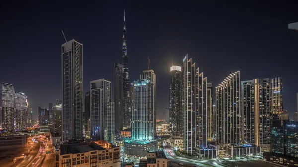 Panorama Mostrando Vista Aérea Dubai Downtown Business Bay Horizonte Com — Fotografia de Stock