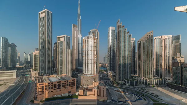 Aerial View Dubai Downtown Skyline Many Towers Timelapse Business Area — Stock Photo, Image