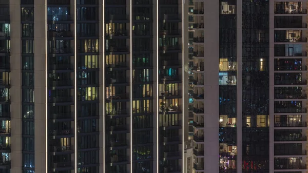 Magas Tömbök Lakások Világító Ablakok Található Lakossági Kerületben Város Légi — Stock Fotó