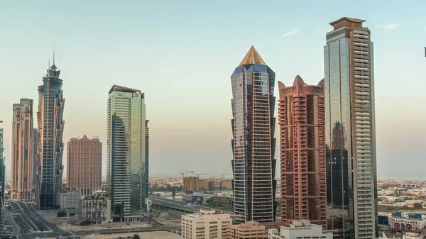 Business Bay Kerület Városkép Modern Építészet Reggeli Időkorlát Felülről Légi — Stock Fotó