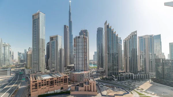 Panorama Mostrando Vista Aérea Dubai Downtown Business Bay Skyline Com — Fotografia de Stock