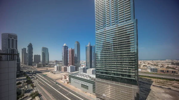 Business Bay Kerület Városkép Modern Építészeti Panoráma Idővonal Felülről Légi — Stock Fotó