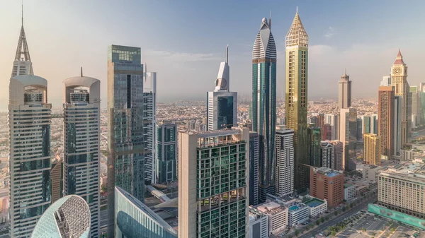 Vista Panorâmica Dos Edifícios Altos Sheikh Zayed Road Dubai Emirados — Fotografia de Stock