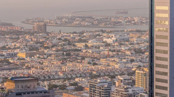Aerial View Apartment Houses Villas Dubai City Downtown Timelapse Artificial — Stock Photo, Image